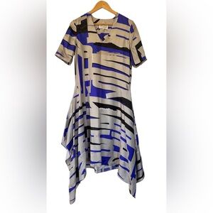 Maison Margiela Women's Multi-Color 100% Silk Asymmetrical Midi Dress